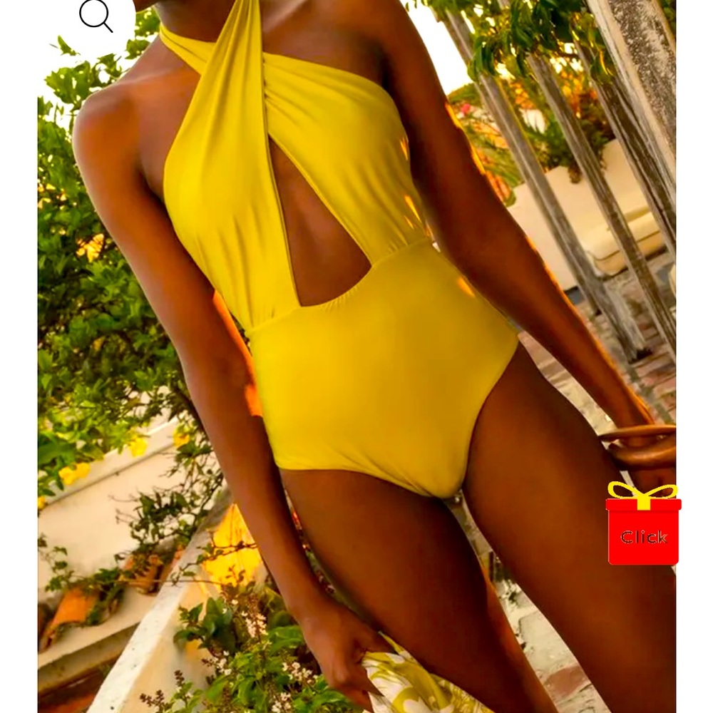 NWT sexy canary yellow one piece boutique style